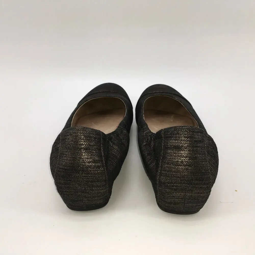 Dansko Lisanne Ballet Flat Pewter Leather Womens 38 7.5-8 Metallic Gold Black
